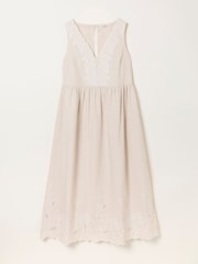 FatFace Analisa Natural Embroidered Midi Dress - Image 1 of 1