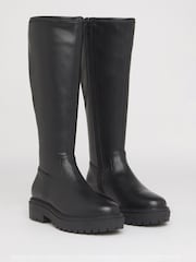 Simply Be Black Extra Wide Fit Chunky Knee High Boots - Image 3 of 4