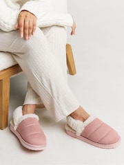 Simply Be Pink Slingback Fluffy Slippers - Image 1 of 4