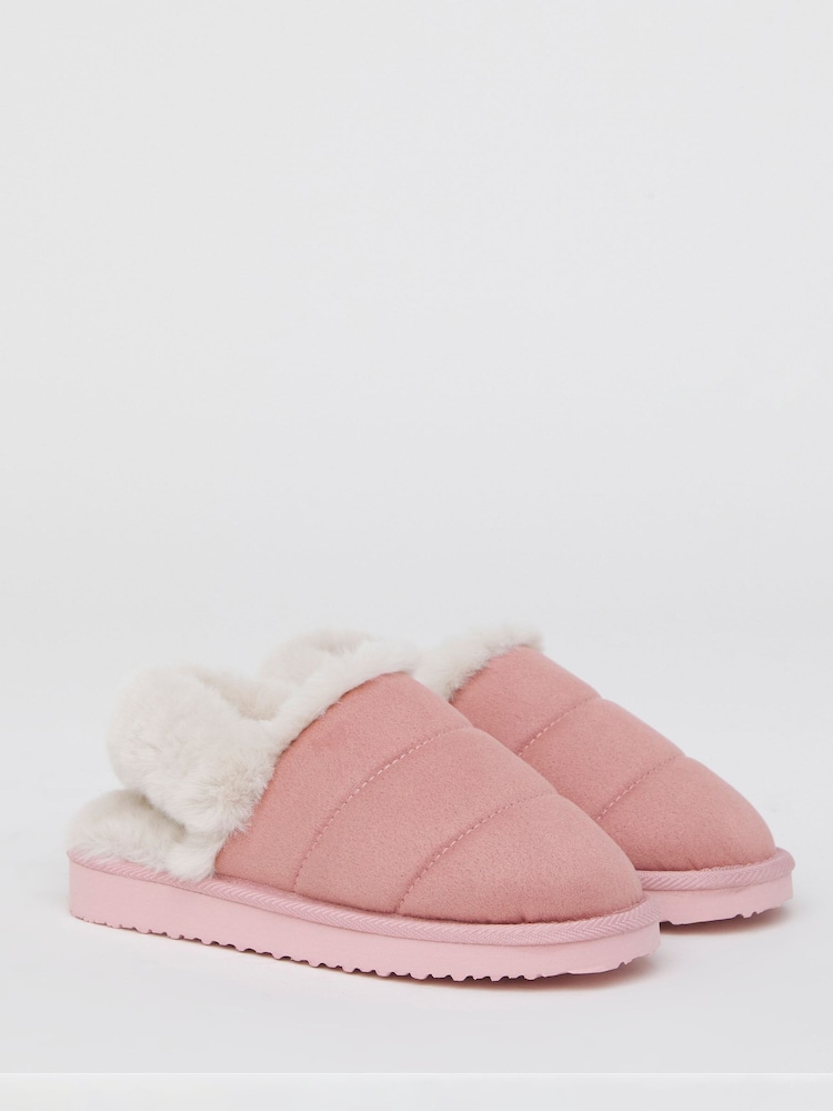 Simply Be Pink Slingback Fluffy Slippers - Image 2 of 4