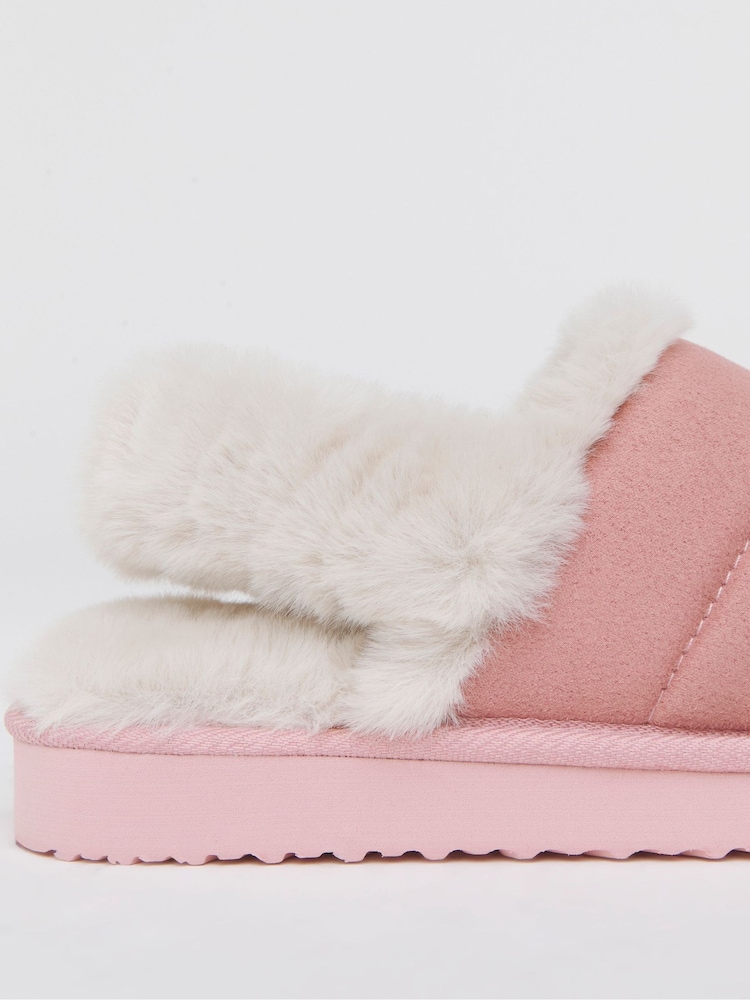 Simply Be Pink Slingback Fluffy Slippers - Image 4 of 4