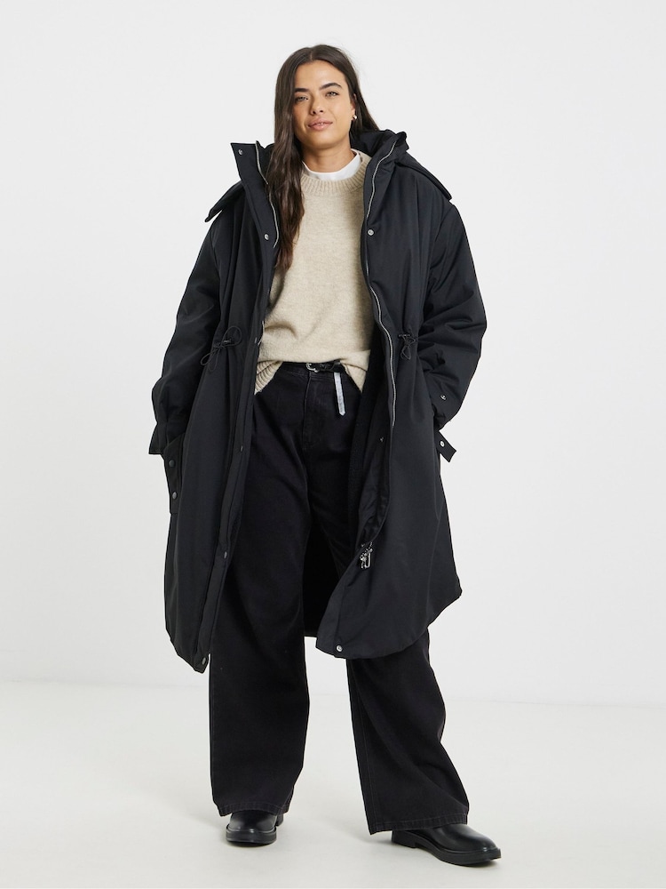 Simply Be Black Flat Padded Parka - Image 2 of 4