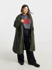 Simply Be Green Rubberised 3 in 1 Parka Coat - Image 1 of 4