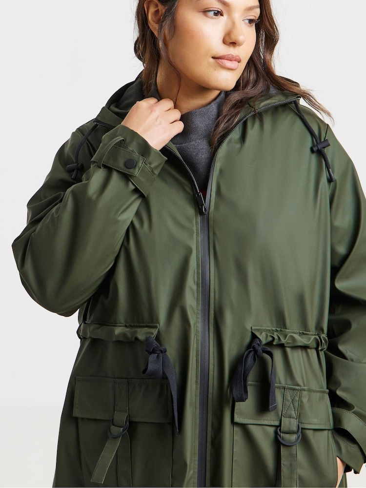 Simply Be Green Rubberised 3 in 1 Parka Coat - Image 4 of 4 Simply Be Green Rubberised 3 in 1 Parka Coat - Image 4 of 4