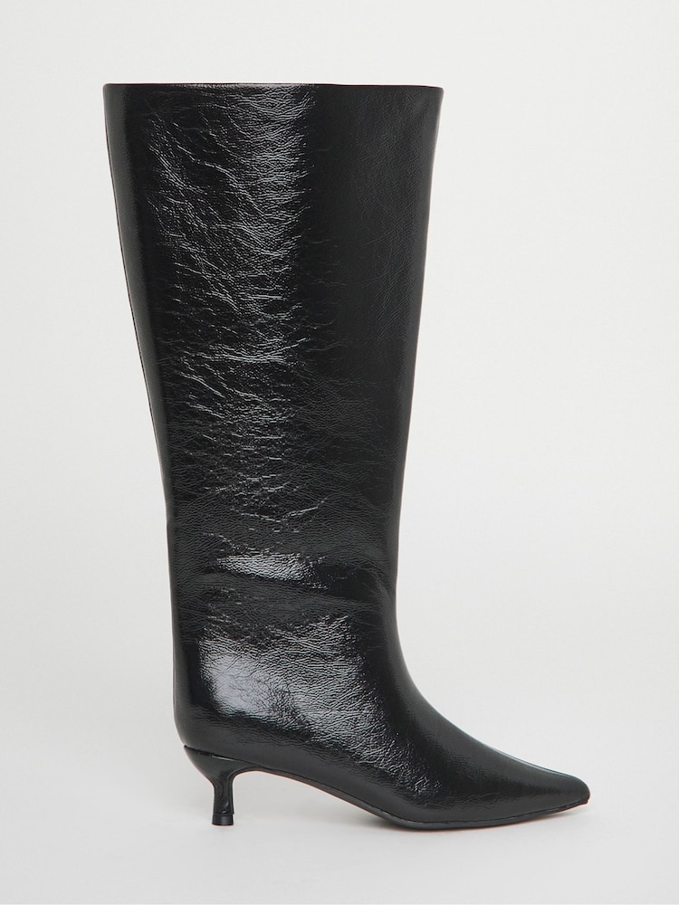 Simply Be Black Wide Fit Kitten Heel Straight Leg Boots - Image 2 of 4