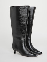 Simply Be Black Wide Fit Kitten Heel Straight Leg Boots - Image 3 of 4