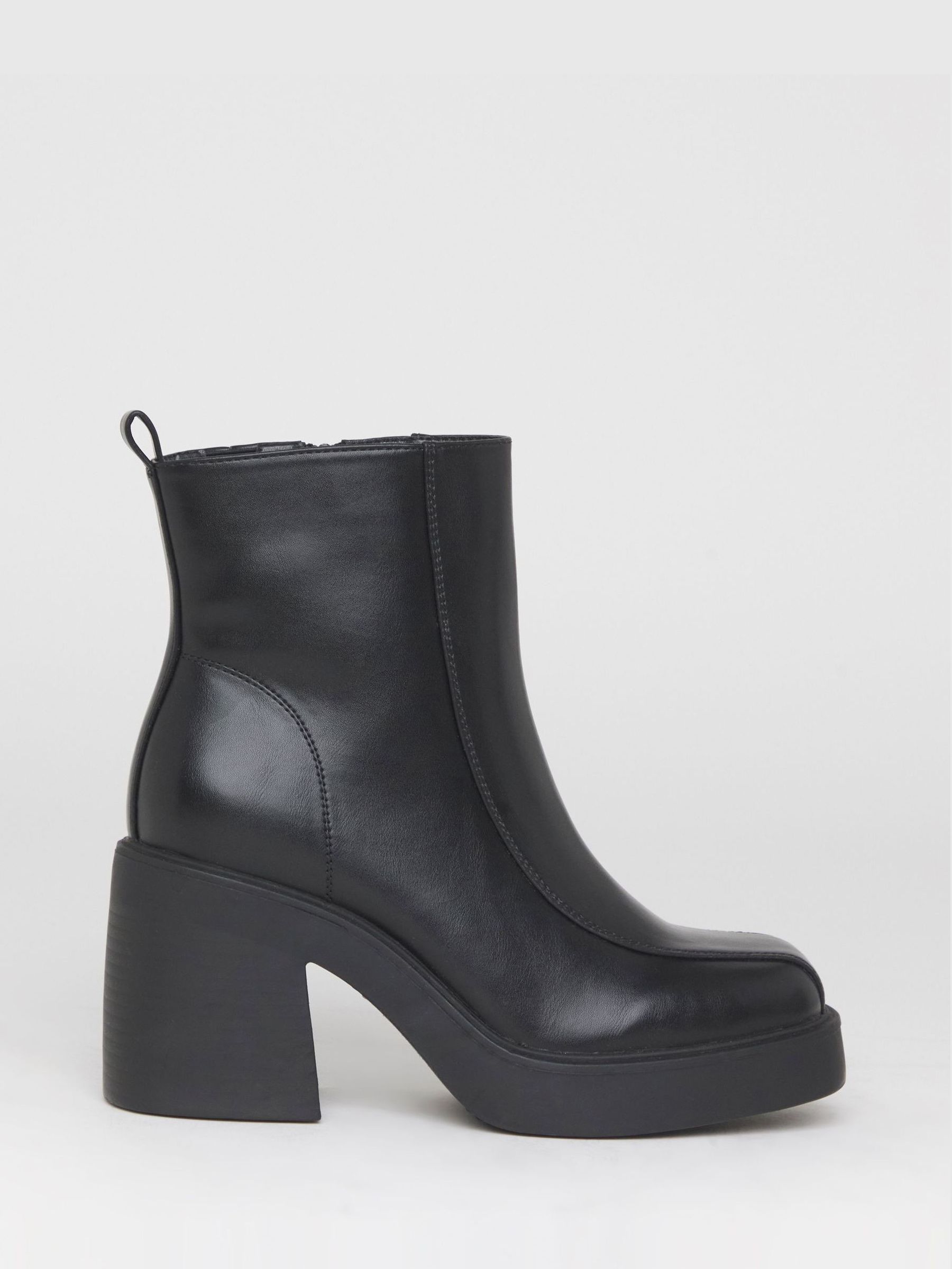 Square Toe Chunky Booties Square-Toe Chunky Heel Short Boots