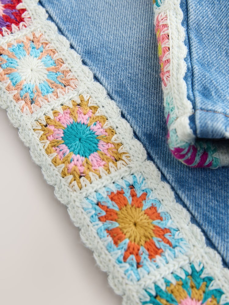 Zils džinss - Crochet Embroidered Side Tape Jeans (3-16yrs) - Attēls 8 no 8