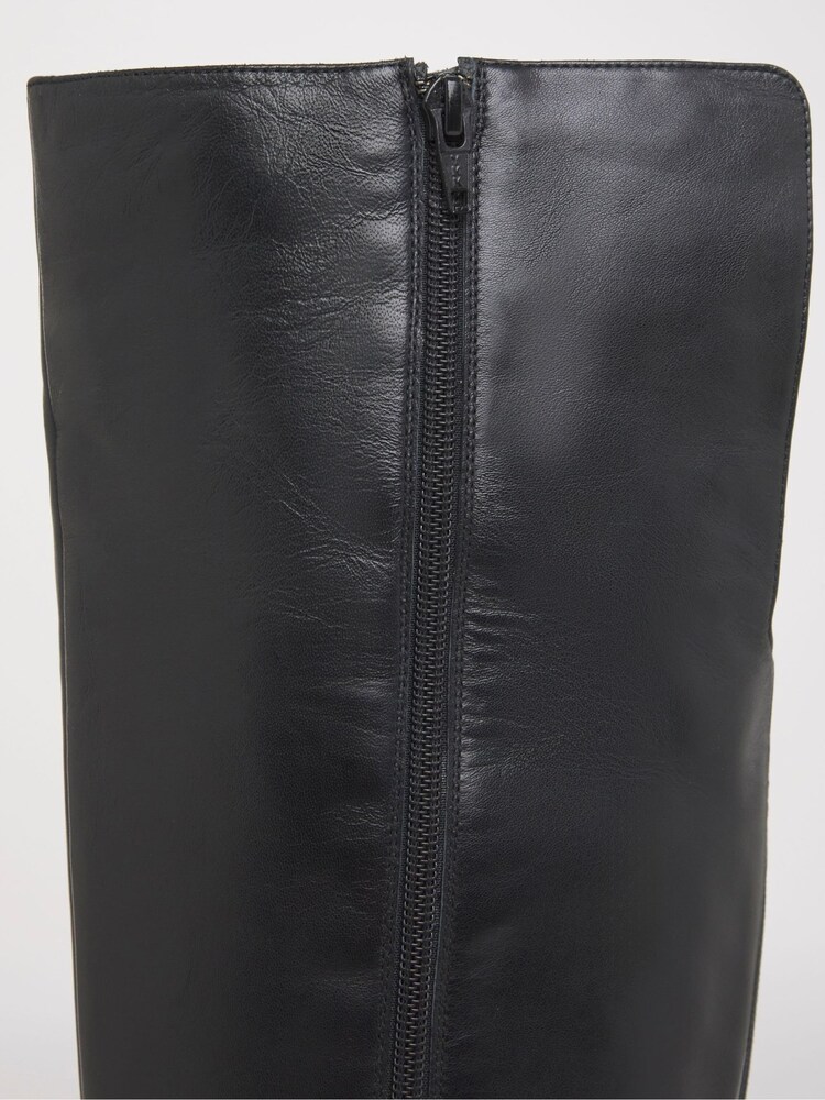 Simply Be Black Extra Wide Fit Over The Knee Leather Riding Boots - Image 4 of 4