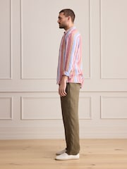 卡其綠色 - Signature 100% Linen Textured Trousers With Elasticated Waist - 圖片 3/4