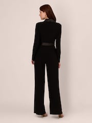 Adrianna Papell Jersey Combo Tuxedo Black Jumpsuit - Image 2 of 7