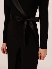 Adrianna Papell Jersey Combo Tuxedo Black Jumpsuit - Image 4 of 7