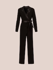 Adrianna Papell Jersey Combo Tuxedo Black Jumpsuit - Image 6 of 7