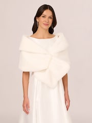 Adrianna Papell Faux Fur White Wrap - Image 1 of 7