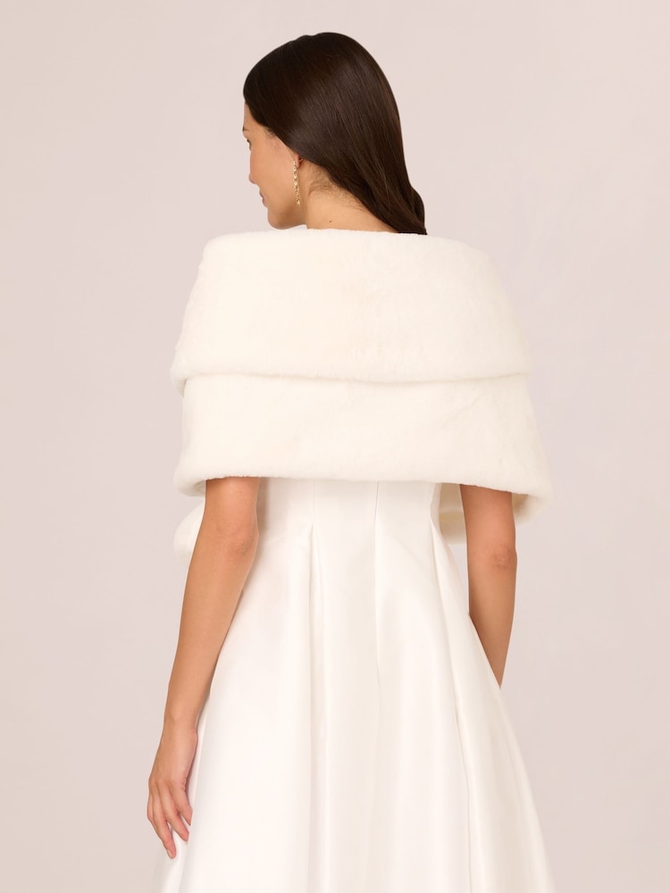 Adrianna Papell Faux Fur White Wrap - Image 2 of 7 Adrianna Papell Faux Fur White Wrap - Image 2 of 7