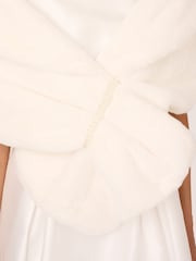 Adrianna Papell Faux Fur White Wrap - Image 4 of 7
