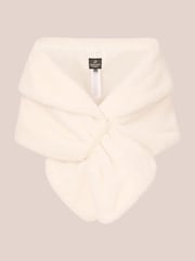 Adrianna Papell Faux Fur White Wrap - Image 6 of 7