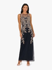 Adrianna Papell Blue Studio Beaded Column Long Dress - Image 1 of 6
