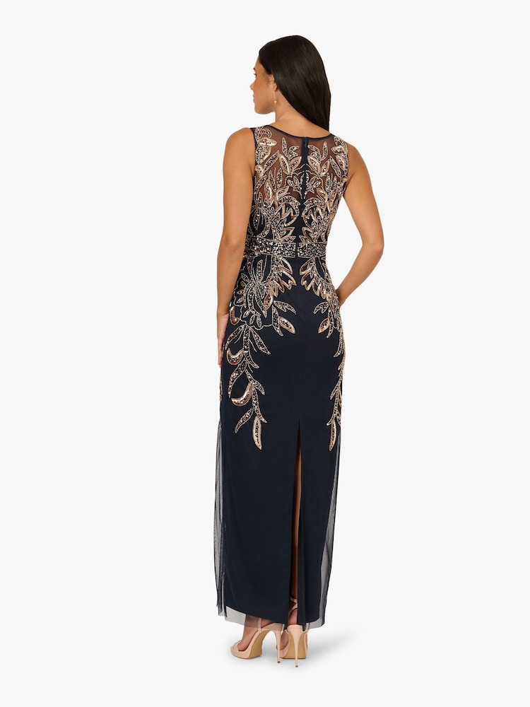Adrianna Papell Blue Studio Beaded Column Long Dress - Image 2 of 6 Adrianna Papell Blue Studio Beaded Column Long Dress - Image 2 of 6