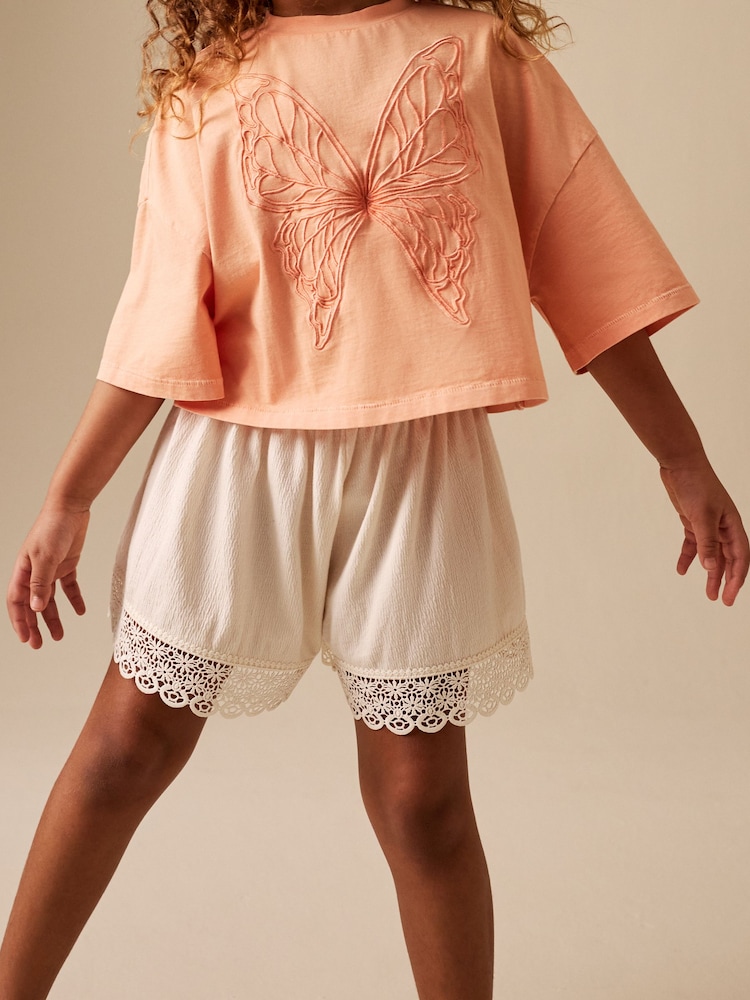 Orange/Cream Butterfly - Комплект футболки та фактурних шортів (3-16років) - Image 2 of 3