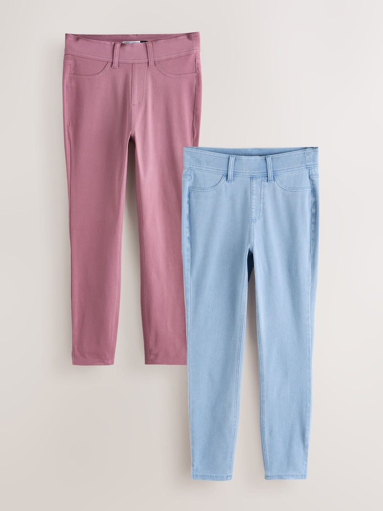 Bleach Blue / Pink Cropped Jersey Denim Leggings 2 Pack - Image 1 of 10