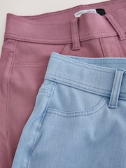 Bleach Blue / Pink Cropped Jersey Denim Leggings 2 Pack - Image 5 of 10