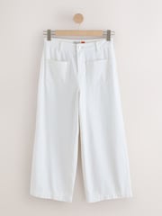 Ecru Lightweight Denim Patch Pocket Cropped Jeans - Image 1 of 4