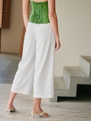 Ecru Lightweight Denim Patch Pocket Cropped Jeans - Image 5 of 9