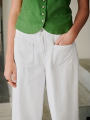 Ecru Lightweight Denim Patch Pocket Cropped Jeans - Image 6 of 9