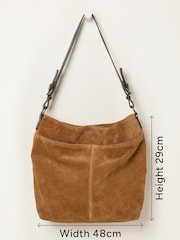 FatFace Molly Tan Brown Suede Shoulder Bag - Image 4 of 4