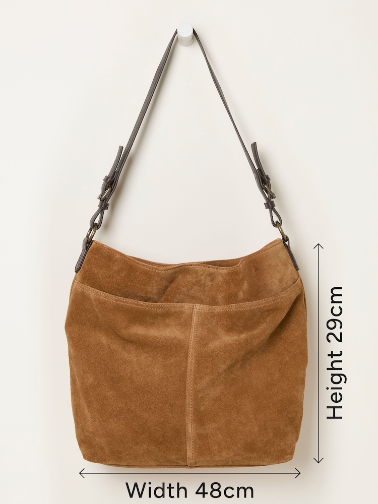 FatFace Molly Tan Brown Suede Shoulder Bag - Image 4 of 4