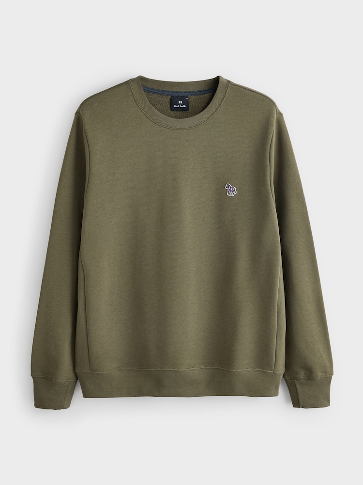 كاكي أخضر - كنزة بتصميم سويت شيرت بياقة بحافة مستديرة تلبيس قياسي بشعار من Paul Smith - صورة 6 من 6