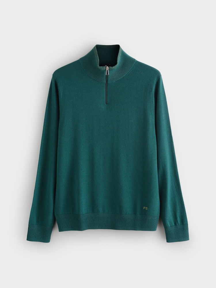 PS Paul Smith Green PS Paul Smith Green Regular-Fit Quarter Zip Jumper - Image 6 of 6 PS Paul Smith Green PS Paul Smith Green Regular-Fit Quarter Zip Jumper - Image 6 of 6