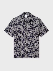PS Paul Smith Blue Casual-Fit Embroidered Floral Short Sleeve Shirt - Image 1 of 6