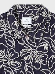 PS Paul Smith Blue Casual-Fit Embroidered Floral Short Sleeve Shirt - Image 2 of 6