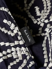 PS Paul Smith Blue Casual-Fit Embroidered Floral Short Sleeve Shirt - Image 4 of 6