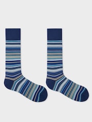 PS Paul Smith Blue Signature Stripe 3 Pack Socks - Image 2 of 7