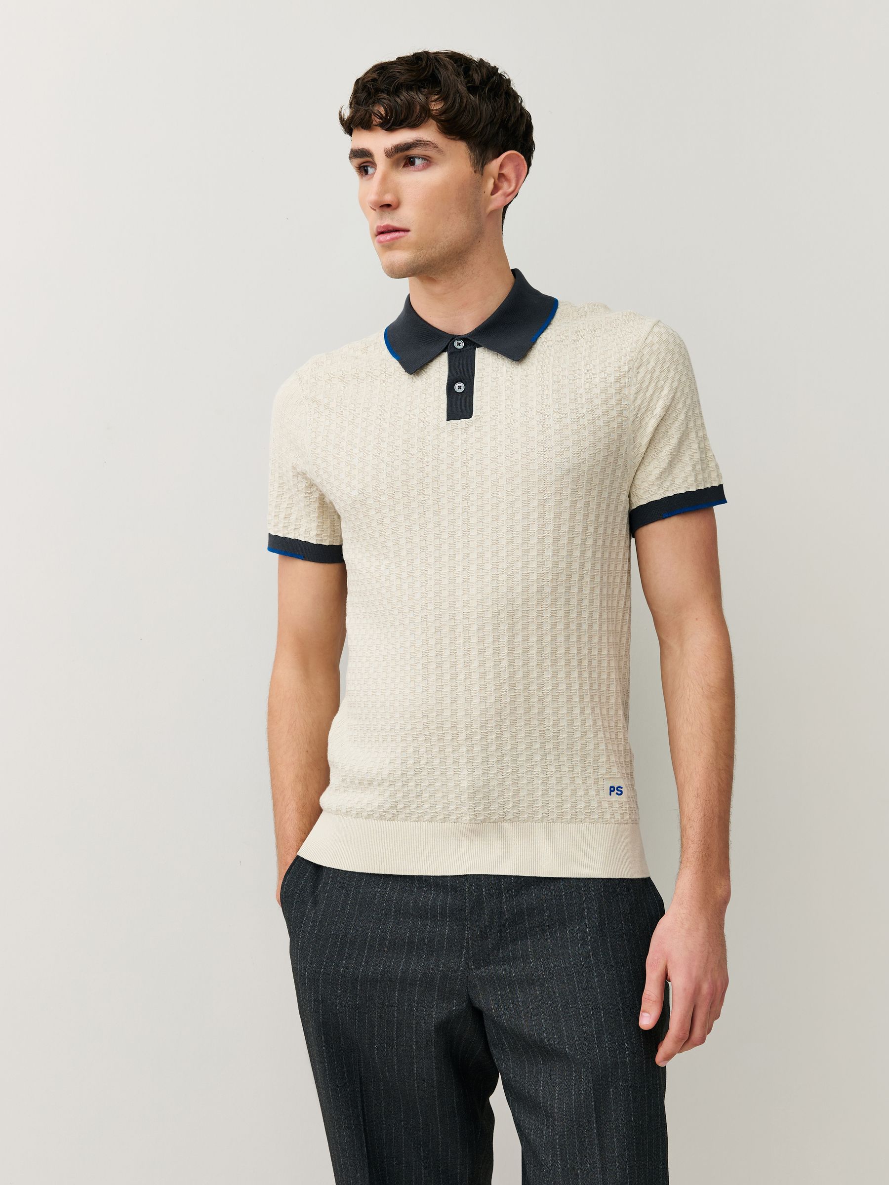 トップス opium england logo knit polo shirts 100％品質 england opium トップス logo PS Polo Knit Jacquard Mod