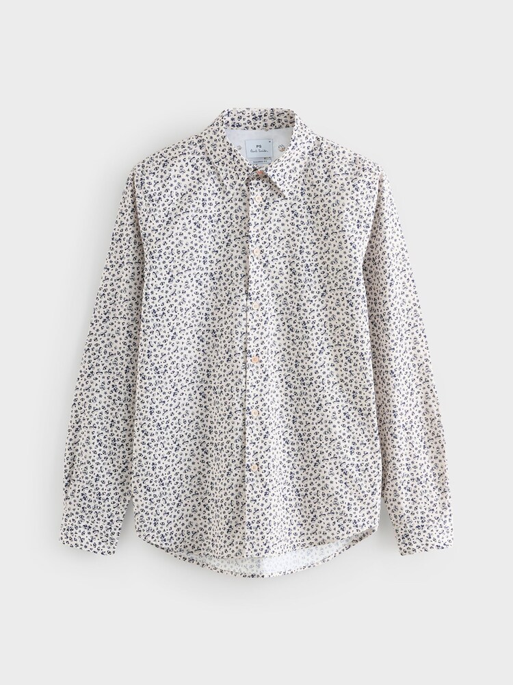 PS Paul Smith Blue Tailored-Fit Printed Shirt - Image 1 of 1 PS Paul Smith Blue Tailored-Fit Printed Shirt - Image 1 of 1