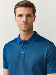 PS Paul Smith Blue Regular-Fit Knitted Polo Shirt - Image 2 of 6