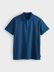 PS Paul Smith Blue Regular-Fit Knitted Polo Shirt - Image 6 of 6