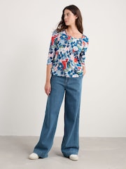 Seasalt Cornwall Blue Penhollow Top in Cotton Jersey - Image 1 of 5