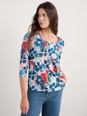 Seasalt Cornwall Blue Penhollow Top in Cotton Jersey - Image 2 of 5
