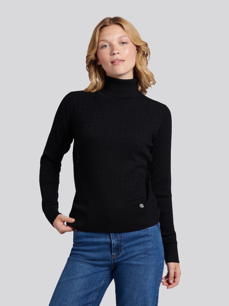 U.S. Polo Assn. Black Fine Cable Roll Neck Jumper - Image 1 of 1 U.S. Polo Assn. Black Fine Cable Roll Neck Jumper - Image 1 of 1