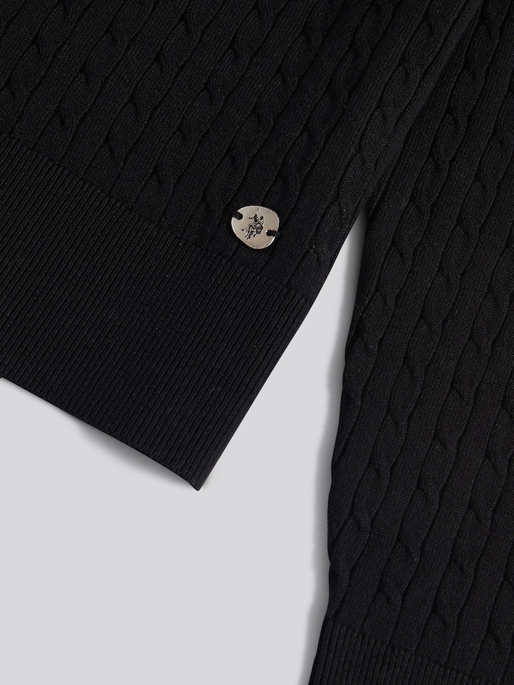 U.S. Polo Assn. Black Fine Cable Roll Neck Jumper - Image 8 of 8 U.S. Polo Assn. Black Fine Cable Roll Neck Jumper - Image 8 of 8