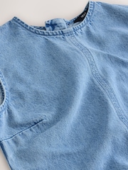 Light Blue Seamed Sleeveless Denim Maxi Dress - Image 3 of 3