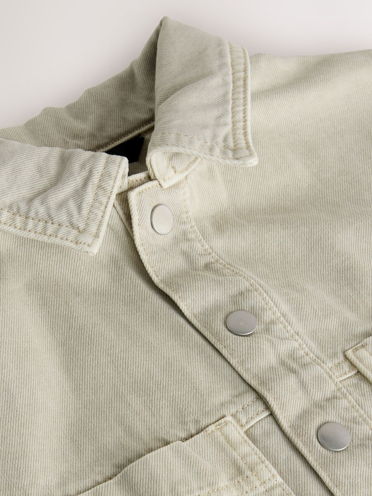 Stone Short Sleeve Utility Denim Dress - Image 2 of 3