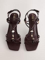 Chocolate Brown Forever Comfort® Square Toe Strappy Charm Heels - Image 2 of 9