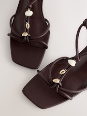 Chocolate Brown Forever Comfort® Square Toe Strappy Charm Heels - Image 4 of 9