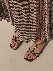 Chocolate Brown Forever Comfort® Square Toe Strappy Charm Heels - Image 6 of 9